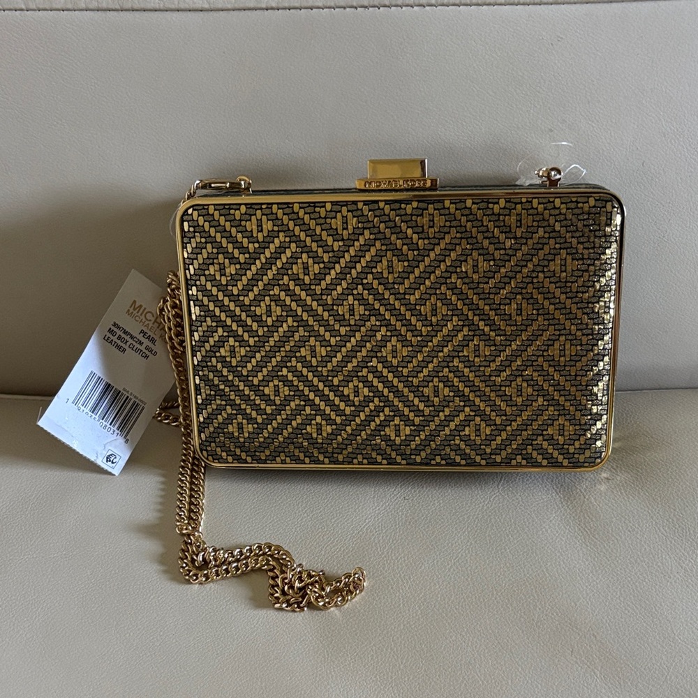 NWT Michael Kors Gold Chain Clutch